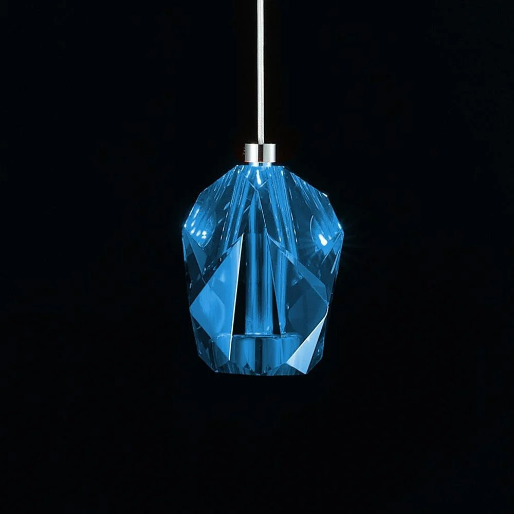 Modern Floating Clear/Blue/Amber Irregular Crystal Chandelier for High-ceiling - view 6