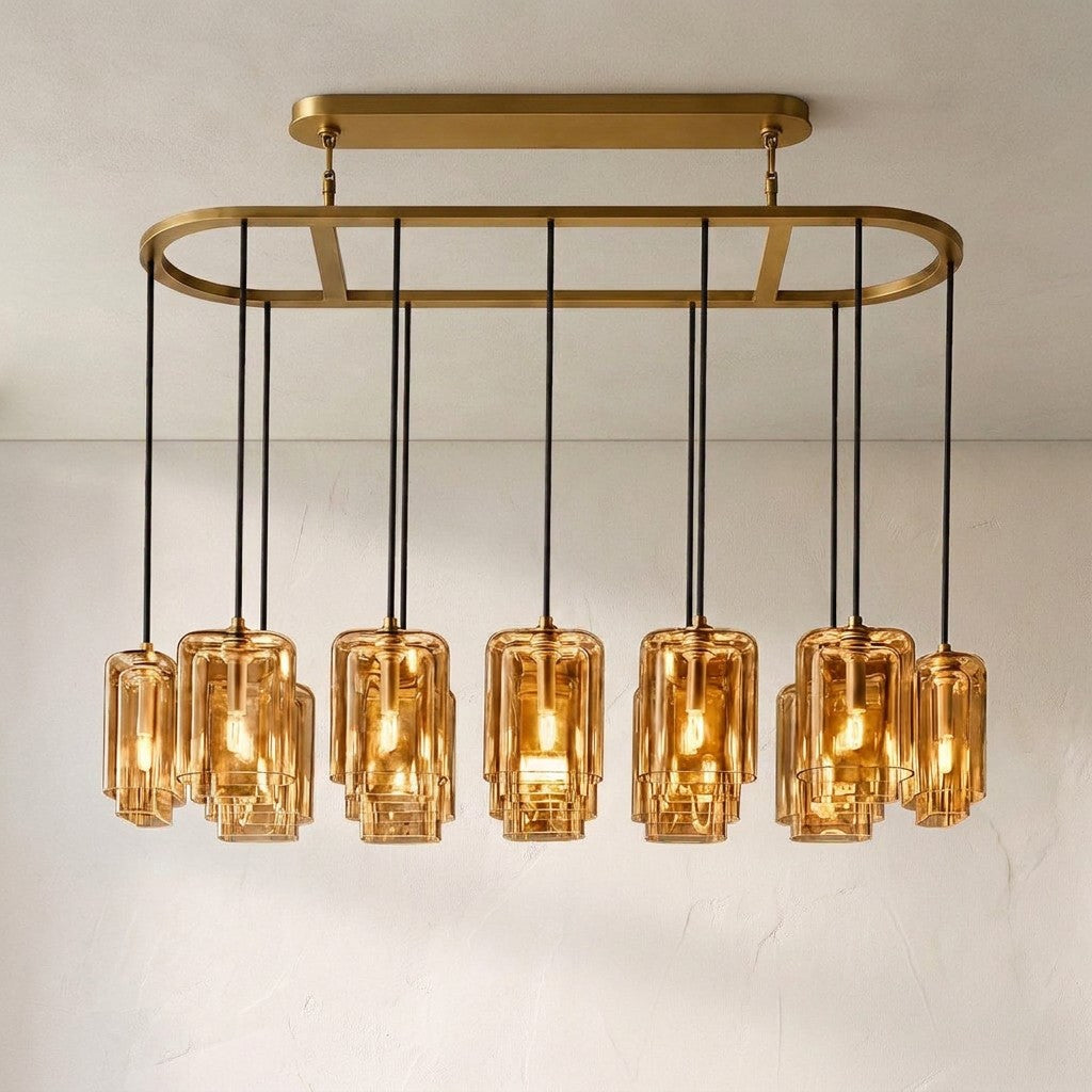 Lacore Amber Glass Linear Chandelier