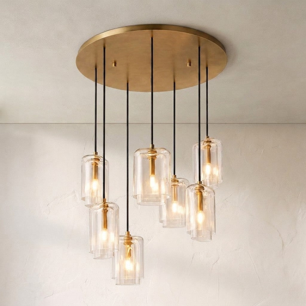 Lacore Amber Glass Cluster Chandelier