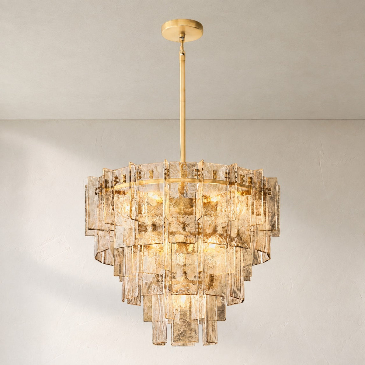 Lattace Smoke Glass Tiered Round Chandelier 36"47"