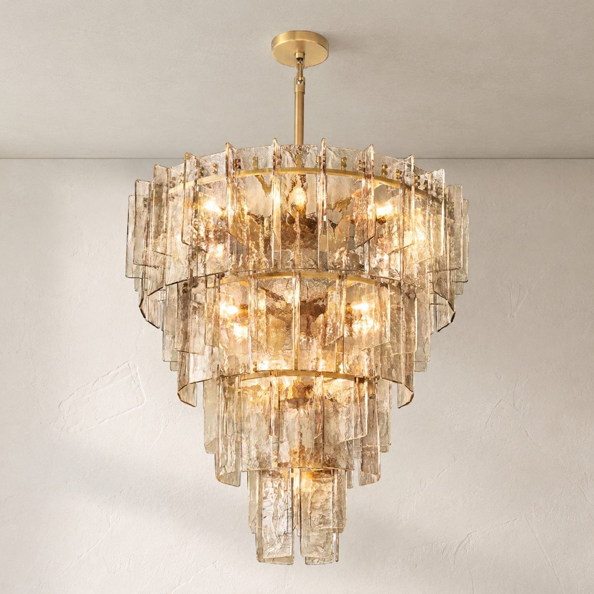 Lattace Smoke Glass Tiered Round Chandelier 36"47"