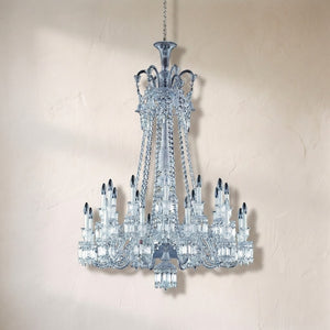 Light Luxury Classic Long Version Tiered Candle Light Crystal Chandelier for High-ceiling Rooms/Living Room
