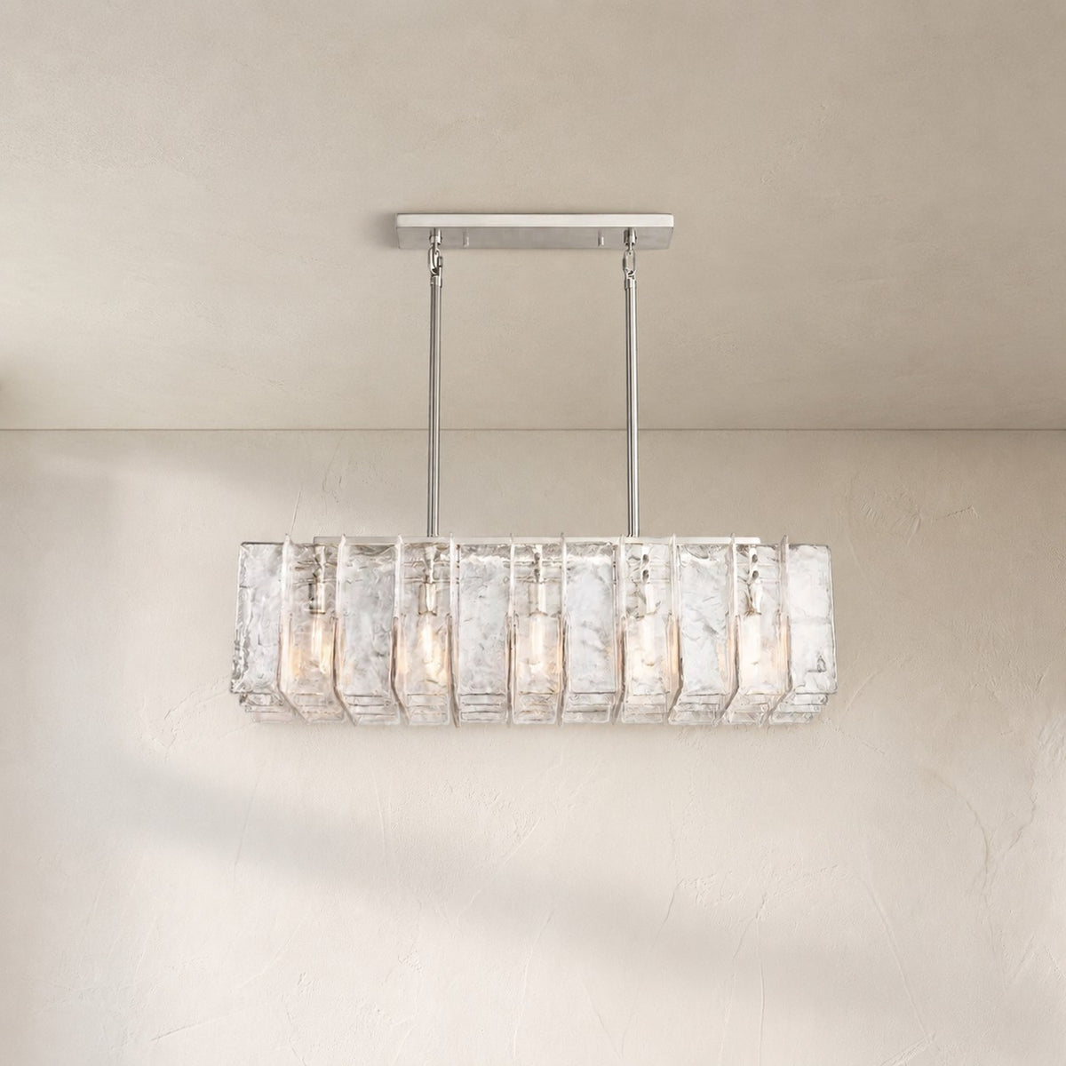 Loxel Clear Glass Rectangular Chandelier 49"67"