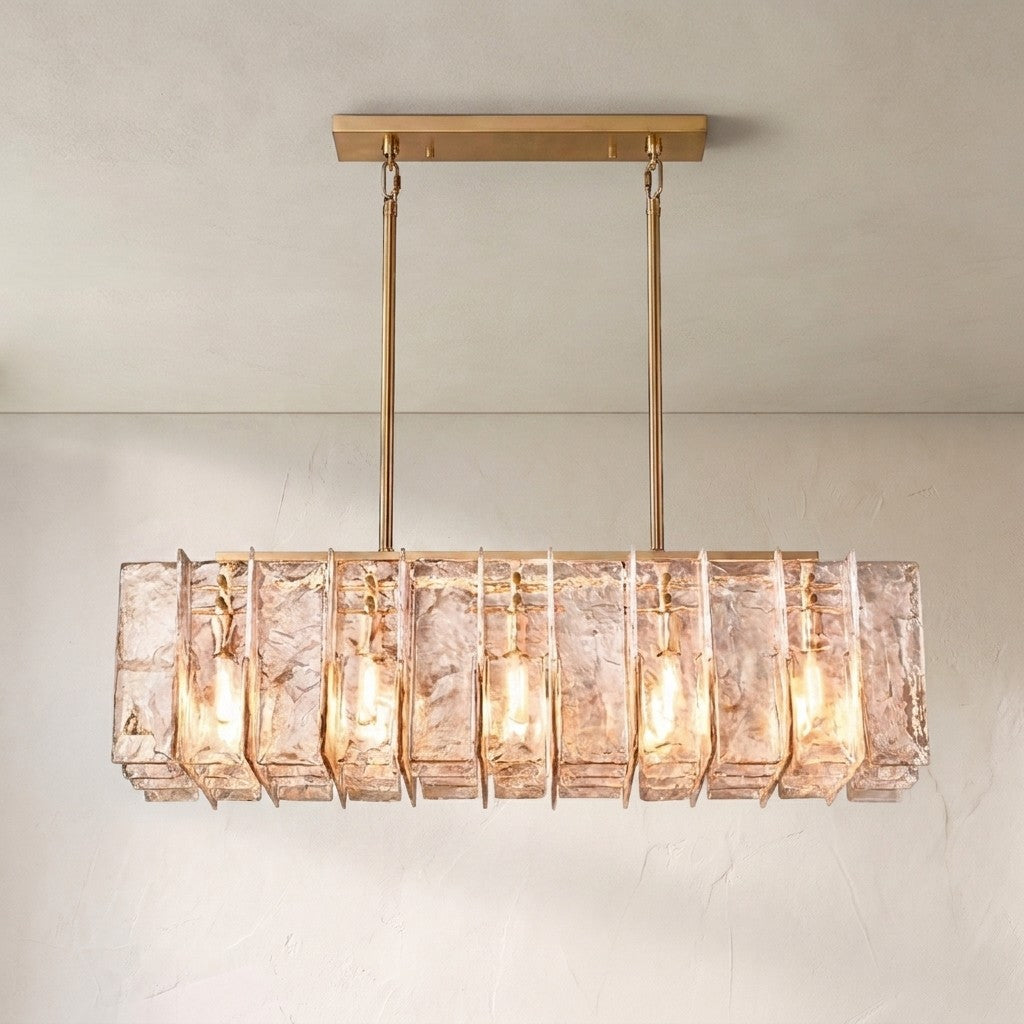 Loxel Smoke Glass Rectangular Chandelier 49"67"
