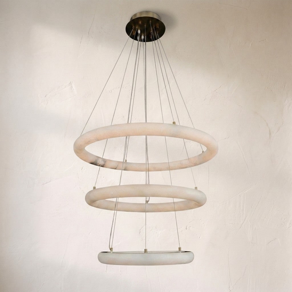 Luca Three-Tier Alabaster Pendant Chandelier