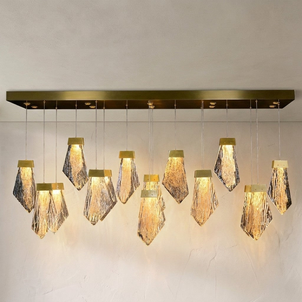 Lux Glass Crystal Twenty-Seven-Light Horizontal Chandelier