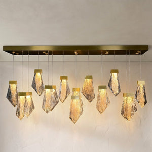 Lux Glass Crystal Twenty-Seven-Light Horizontal Chandelier