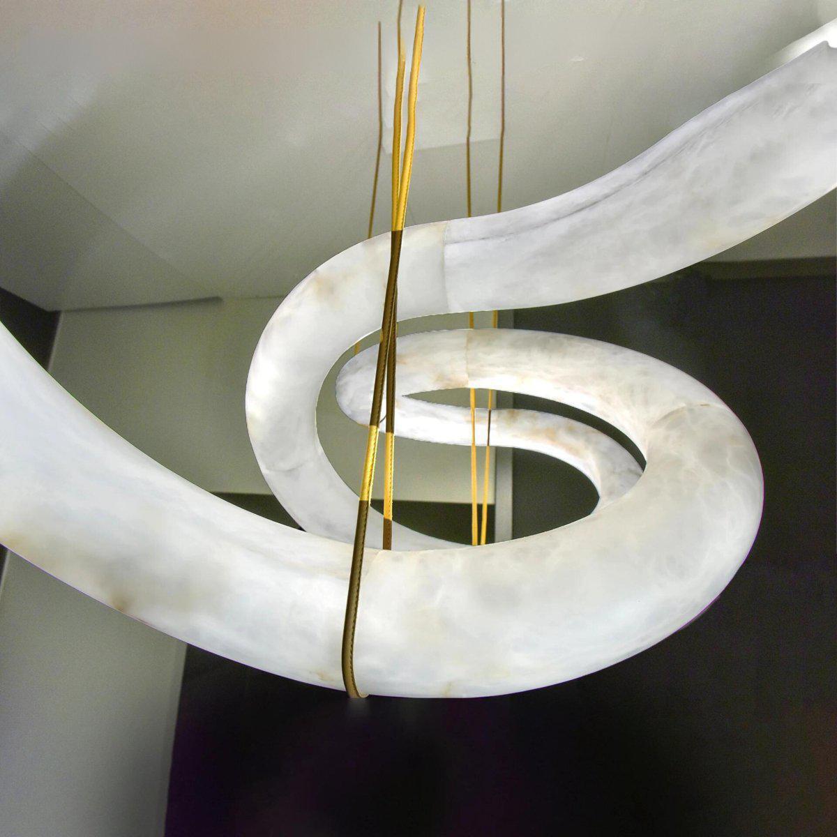 Oslo Infinity Symmetrical Entryway Alabaster Pendant Light - view 5