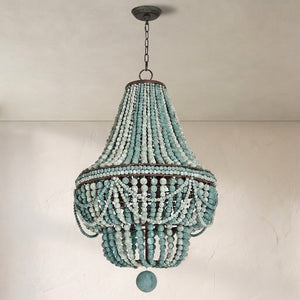 Marisol Chandelier, wood in white