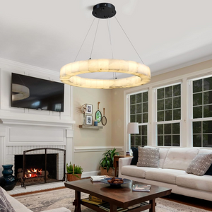 Maurice Modern Alabaster Halo Round Chandelier 31" 40" 60" - view 10