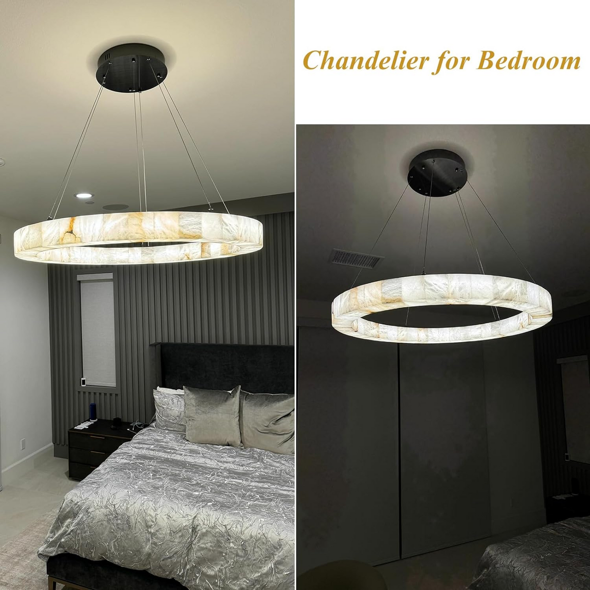 Maurice Modern Alabaster Halo Round Chandelier 31" 40" 60" - view 11