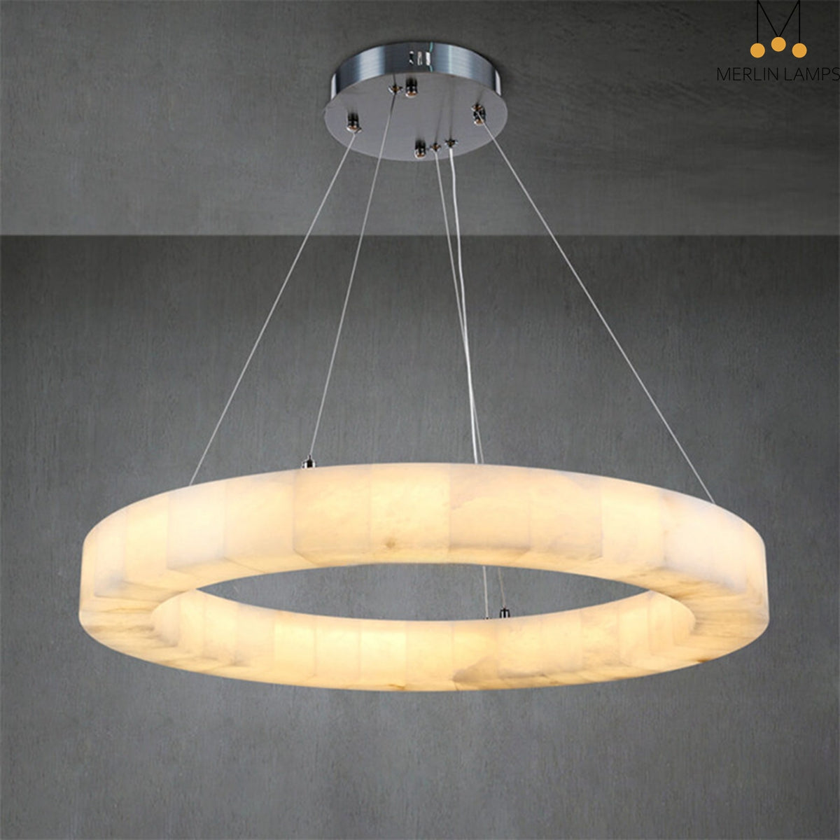 Maurice Modern Alabaster Halo Round Chandelier 31" 40" 60" - view 18