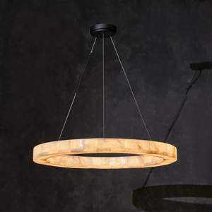 Maurice Modern Alabaster Halo Round Chandelier 31" 40" 60" - view 2