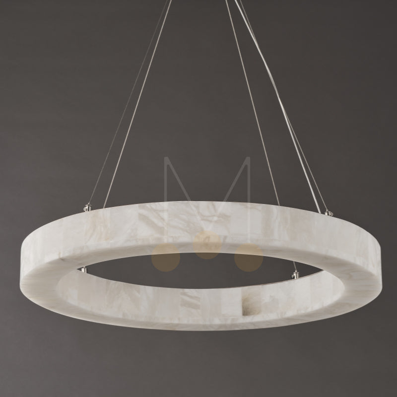Maurice Modern Alabaster Halo Round Chandelier 31" 40" 60" - view 22