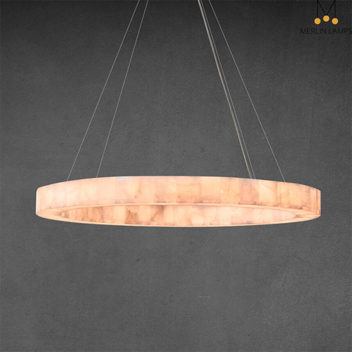 Maurice Modern Alabaster Halo Round Chandelier 31" 40" 60" - view 26