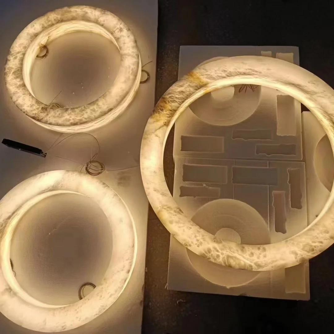 Maurice Modern Alabaster Halo Round Chandelier 31" 40" 60" - view 5