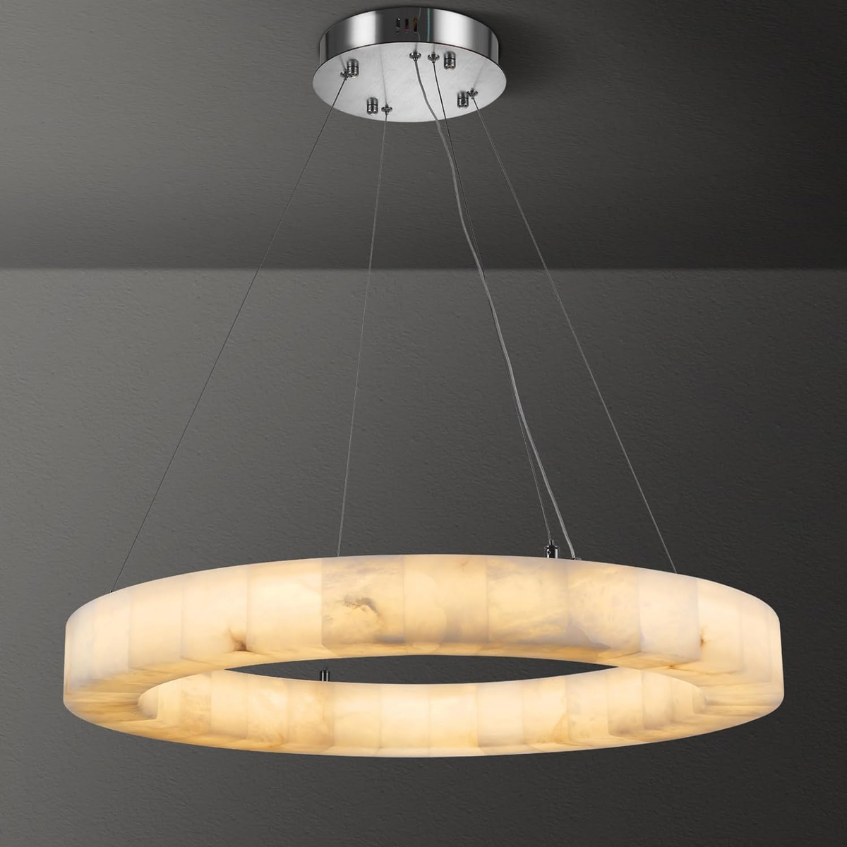 Maurice Modern Alabaster Halo Round Chandelier 31" 40" 60" - view 8