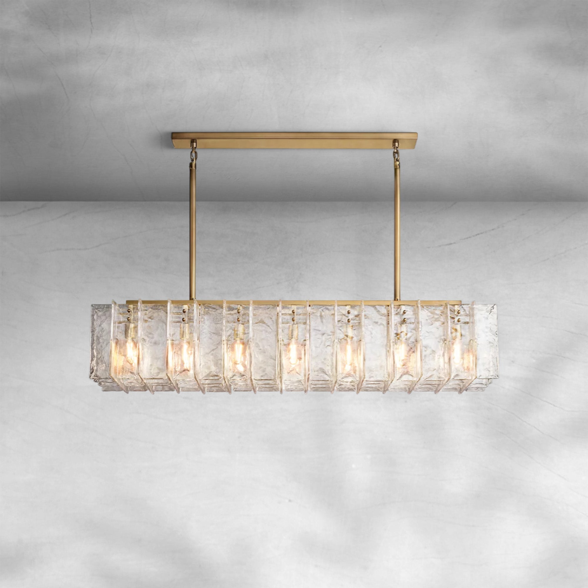 Loxel Clear Glass Rectangular Chandelier 49"67"