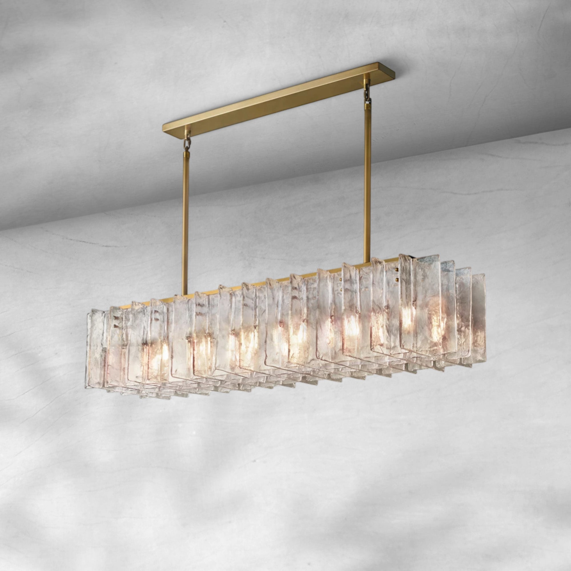 Loxel Clear Glass Rectangular Chandelier 49"67"