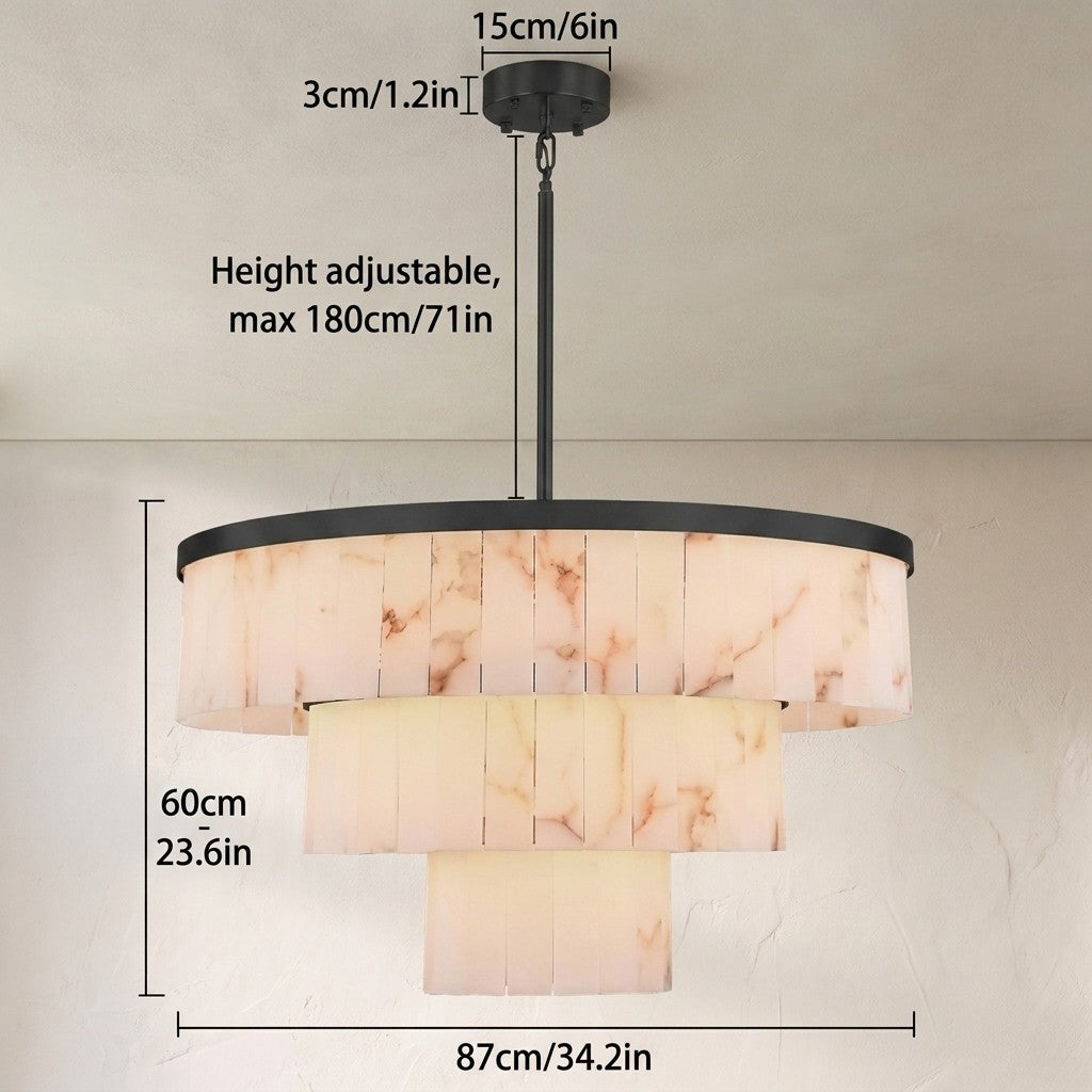 Modern Alabaster 3-Tier Round Chandelier, three-tier - view 4