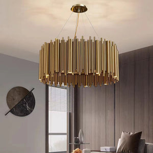 Modern Classic Round Fashion Gold Tube Pendant Chandelier for Living/Dining Room - view 3