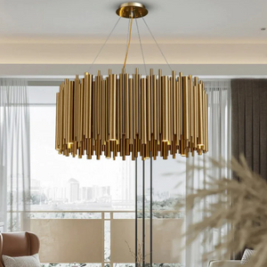 Modern Classic Round Fashion Gold Tube Pendant Chandelier for Living/Dining Room - view 5