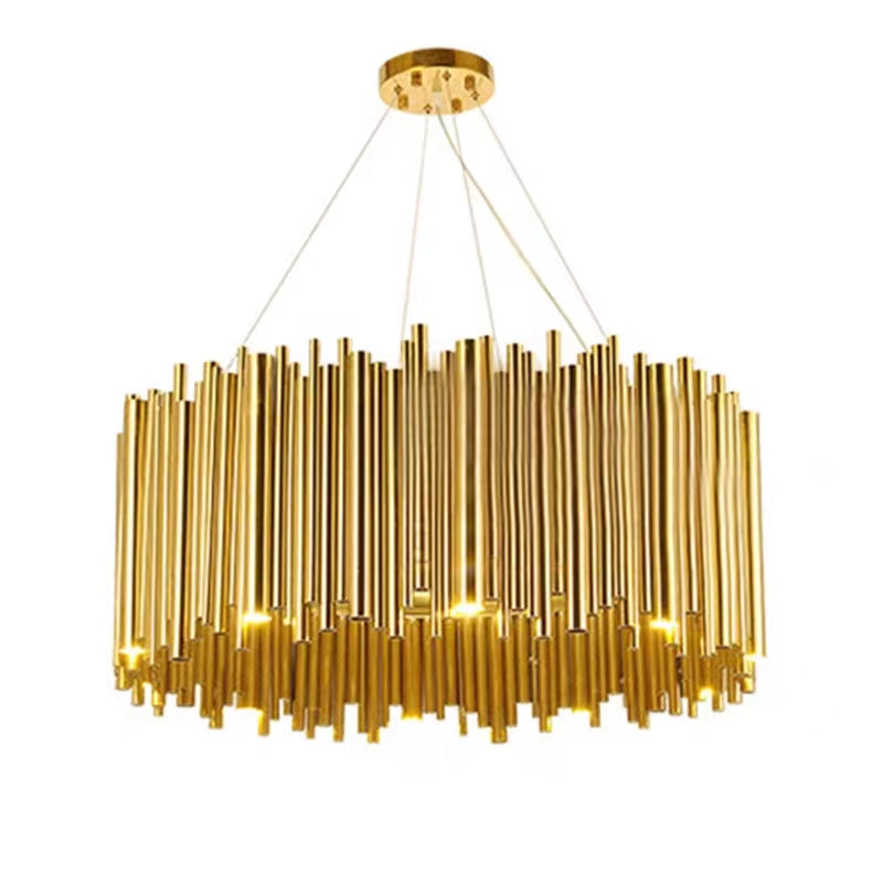 Modern Classic Round Fashion Gold Tube Pendant Chandelier for Living/Dining Room - view 9