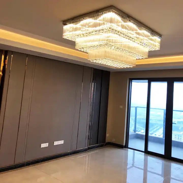 Modern Extra 2/3 Tiered Flush Mount Crystal Chandelier for Large Area, three-tier - view 5