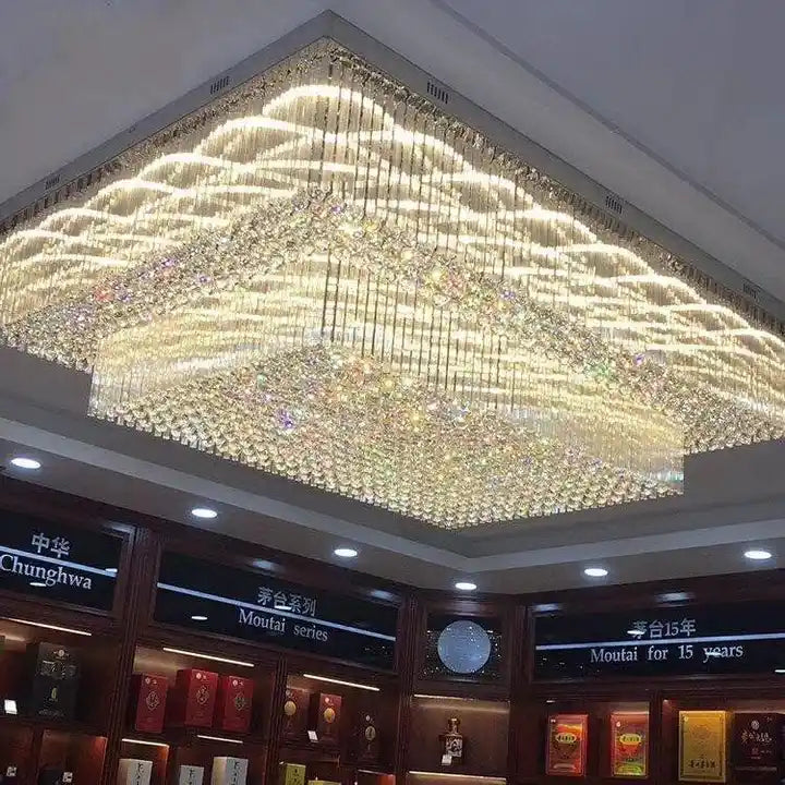 Modern Extra 2/3 Tiered Flush Mount Crystal Chandelier for Large Area, three-tier