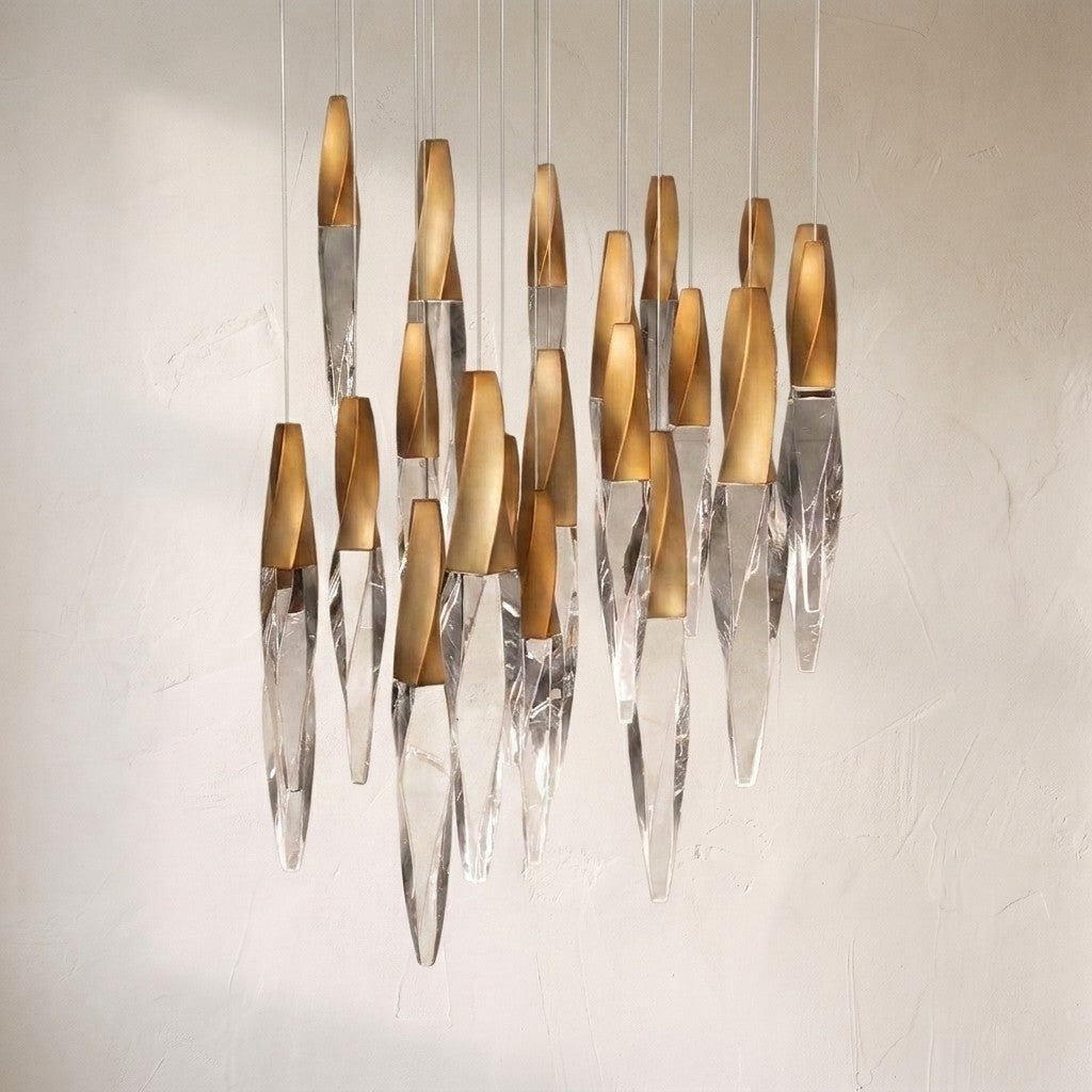 Modern Floating Spiral Crystal Chandelier for High-ceiling