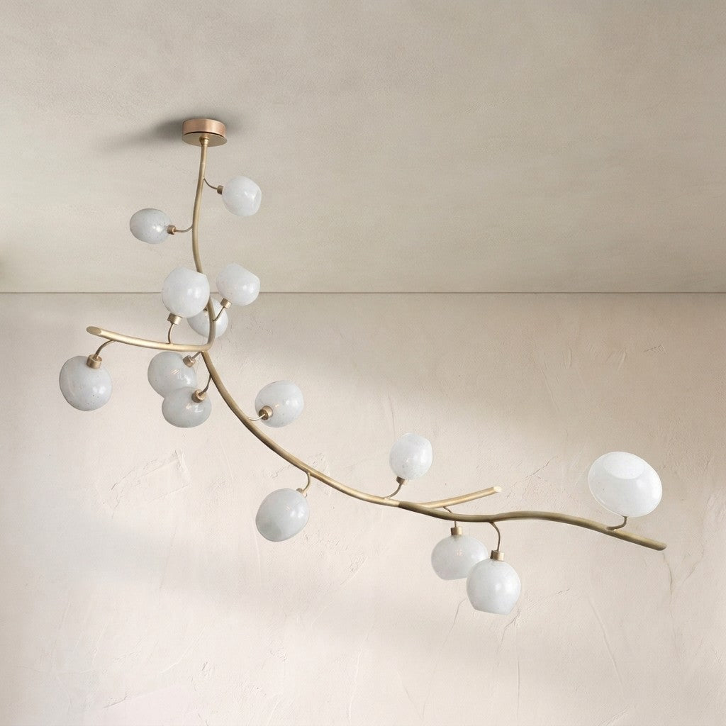 Modern Linear Brass Branches Chandelier for Dining Room