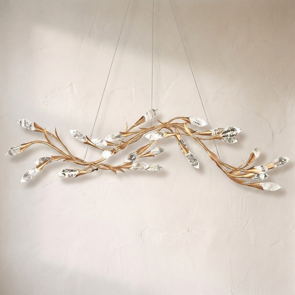 Modern Linear/Round Floral Branches Crystal Chandelier
