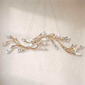Modern Linear/Round Floral Branches Crystal Chandelier