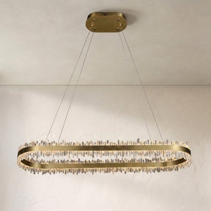 Modern Quartz Crystal Oval Chandelier