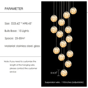 Modern Starlight Globe Chandelier for Foyer Hall Crystal Clear Glass Ball Light Decoration Living Room Ceiling Lamp - view 3