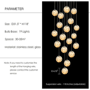 Modern Starlight Globe Chandelier for Foyer Hall Crystal Clear Glass Ball Light Decoration Living Room Ceiling Lamp - view 4