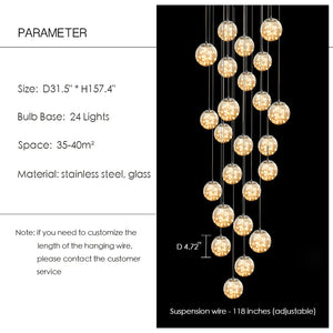 Modern Starlight Globe Chandelier for Foyer Hall Crystal Clear Glass Ball Light Decoration Living Room Ceiling Lamp - view 5