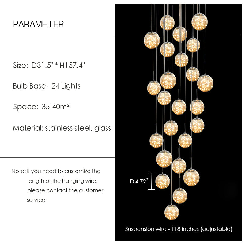 Modern Starlight Globe Chandelier for Foyer Hall Crystal Clear Glass Ball Light Decoration Living Room Ceiling Lamp - view 5