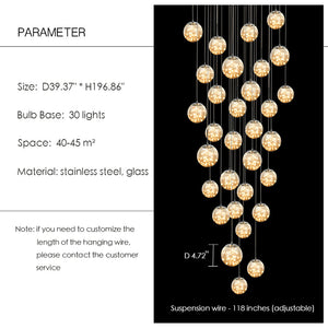 Modern Starlight Globe Chandelier for Foyer Hall Crystal Clear Glass Ball Light Decoration Living Room Ceiling Lamp - view 6