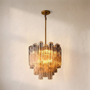 Modern Tronchi Smoke Glass Tiered Chandelier Luxury European-Inspired Round Pendant Light