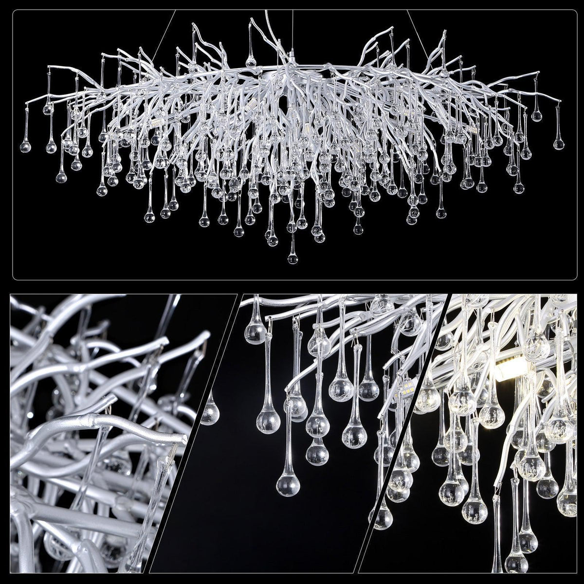 Doris Rectangle Branch Chandelier 45"L Silver, rectangular - view 10