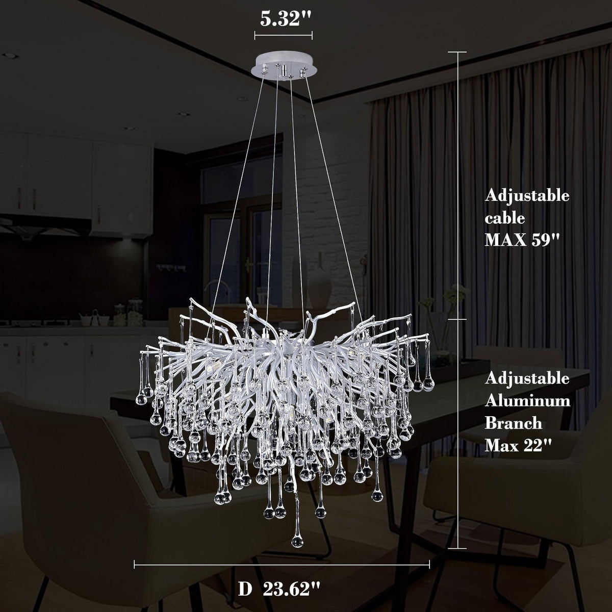 Doris Rain Branch Chandelier Dia 23.5" Silver - view 7