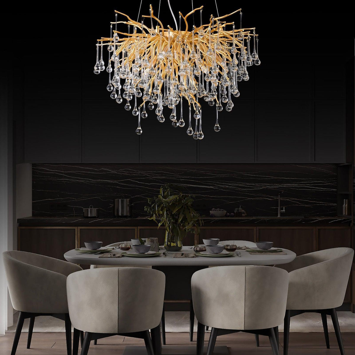 Doris Rain Branch Chandelier 23.5"D Gold - view 6