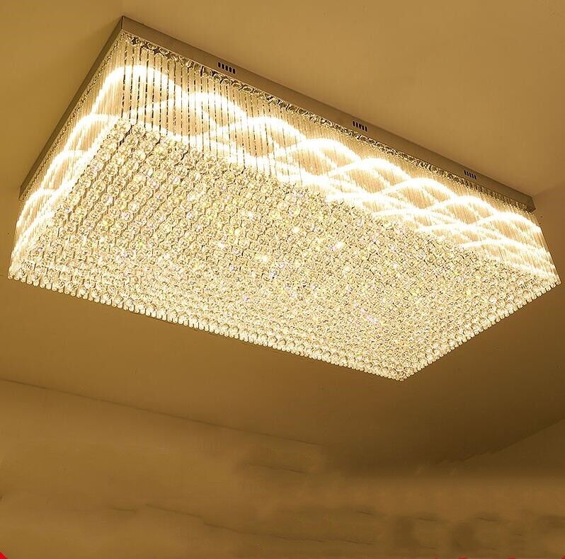 Modern&Luxury Extra Flush Mount Rectangle Crystal Chandelier, rectangular - view 2