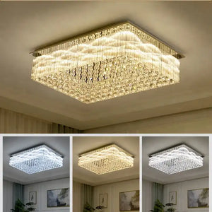 Modern&Luxury Extra Flush Mount Rectangle Crystal Chandelier, rectangular - view 3
