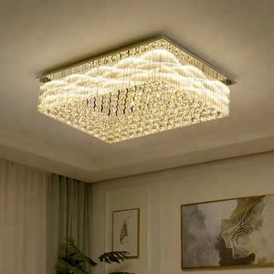 Modern&Luxury Extra Flush Mount Rectangle Crystal Chandelier, rectangular