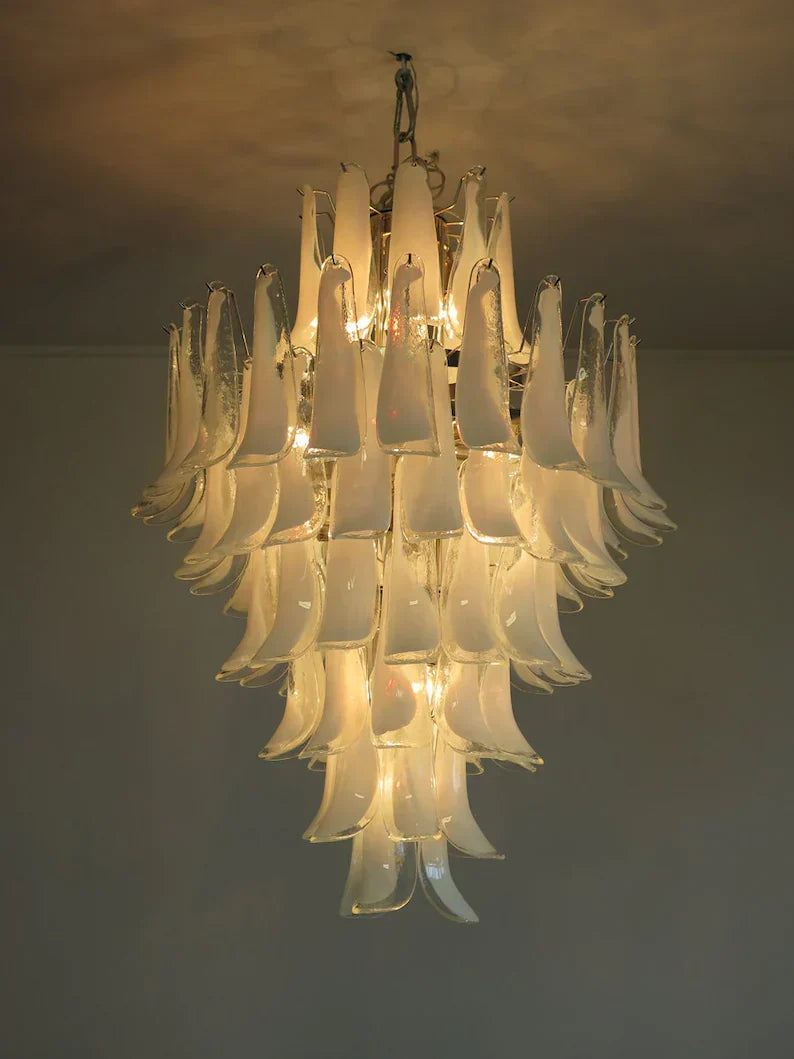 Murano-Style Chandelier – 85 petals – White/Transparent