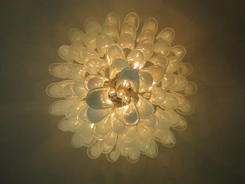 Murano-Style Chandelier – 85 petals – White/Transparent