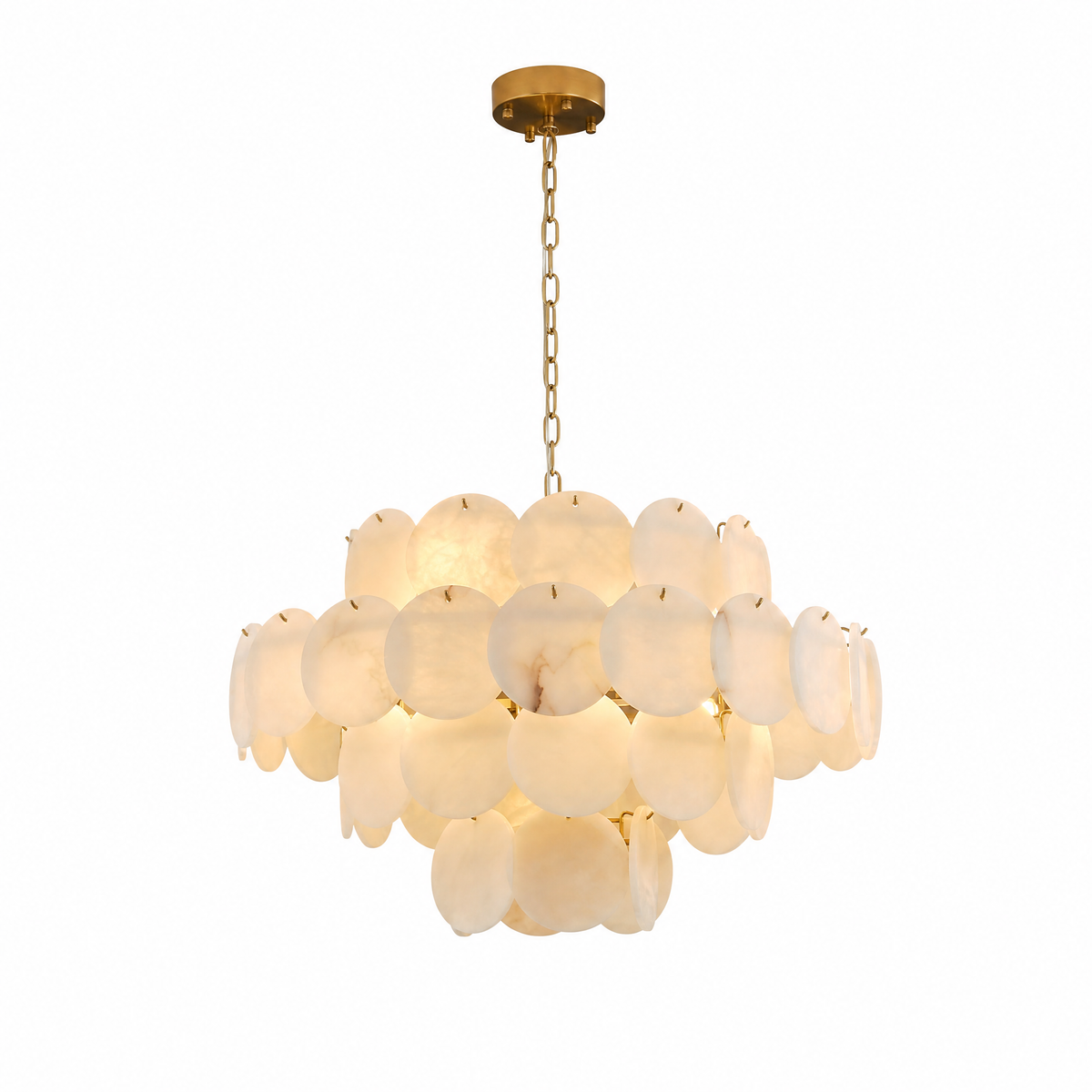 Natural Alabaster 31.5" Round Chandelier