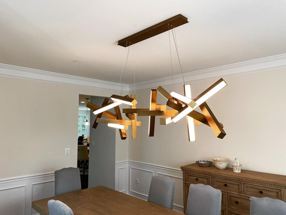 Modern Round/Linear Geometric Aluminum LED Chandelier for Dining Room/Bedroom - view 11